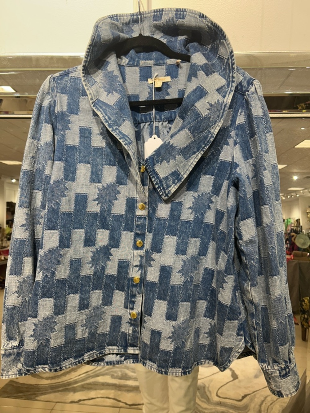 BARBOUR Women's Blue Patterned Denim Jacket